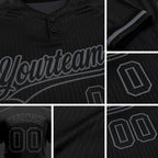 Custom Black Black-Steel Gray Two-Button Unisex Softball Jersey detail