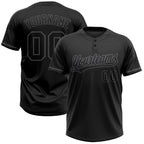 Custom Black Black-Steel Gray Two-Button Unisex Softball Jersey photo 1