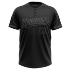 Custom Black Black-Steel Gray Two-Button Unisex Softball Jersey photo 2