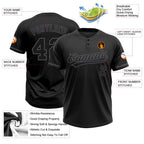 Custom Black Black-Steel Gray Two-Button Unisex Softball Jersey photo 3