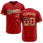 Custom Red Vintage USA Flag-City Cream Two-Button Unisex Softball Jersey