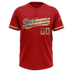 Custom Red Vintage USA Flag-City Cream Two-Button Unisex Softball Jersey photo 2
