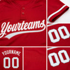 Custom Red White Two-Button Unisex Softball Jersey detail