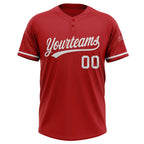 Custom Red White Two-Button Unisex Softball Jersey photo 2