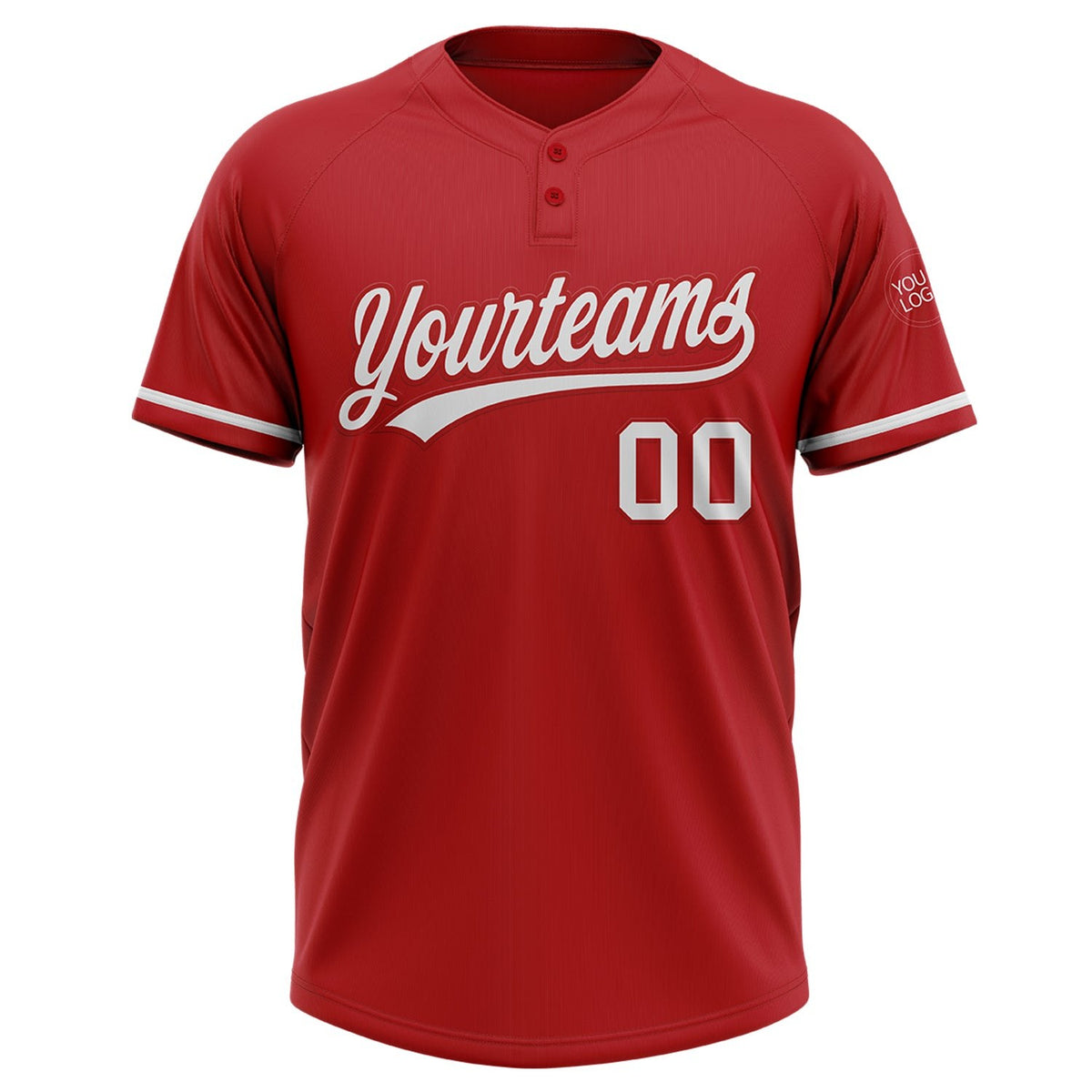 Custom Red White Two-Button Unisex Softball Jersey photo 2