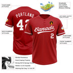 Custom Red White Two-Button Unisex Softball Jersey photo 3