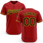 Custom Red Black-Yellow Two-Button Unisex Softball Jersey