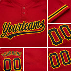 Custom Red Black-Yellow Two-Button Unisex Softball Jersey detail