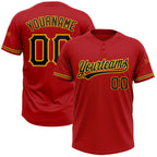 Custom Red Black-Yellow Two-Button Unisex Softball Jersey photo 1