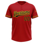 Custom Red Black-Yellow Two-Button Unisex Softball Jersey photo 2