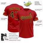 Custom Red Black-Yellow Two-Button Unisex Softball Jersey photo 3