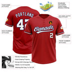 Custom Red White-Navy Two-Button Unisex Softball Jersey photo 3