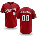 Custom Red White-Black Two-Button Unisex Softball Jersey
