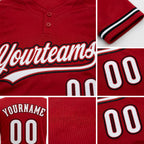 Custom Red White-Black Two-Button Unisex Softball Jersey detail