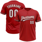 Custom Red White-Black Two-Button Unisex Softball Jersey photo 1