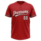 Custom Red White-Black Two-Button Unisex Softball Jersey photo 2