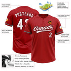 Custom Red White-Black Two-Button Unisex Softball Jersey photo 3