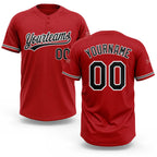 Custom Red Black-White Two-Button Unisex Softball Jersey