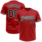 Custom Red Black-White Two-Button Unisex Softball Jersey photo 1