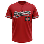 Custom Red Black-White Two-Button Unisex Softball Jersey photo 2