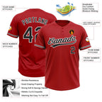 Custom Red Black-White Two-Button Unisex Softball Jersey photo 3