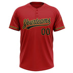 Custom Red Black-Old Gold Two-Button Unisex Softball Jersey photo 2