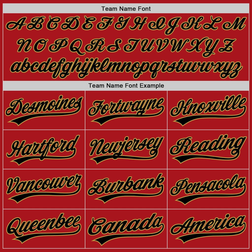 Custom Red Black-Old Gold Two-Button Unisex Softball Jersey photo 3