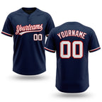 Custom Navy White-Red Two-Button Unisex Softball Jersey