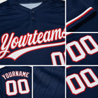 Custom Navy White-Red Two-Button Unisex Softball Jersey detail