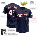 Custom Navy White-Red Two-Button Unisex Softball Jersey photo 3