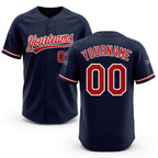 Custom Navy Red-White Two-Button Unisex Softball Jersey