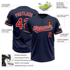 Custom Navy Red-White Two-Button Unisex Softball Jersey photo 3