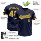 Custom Navy Gold-White Two-Button Unisex Softball Jersey photo 3