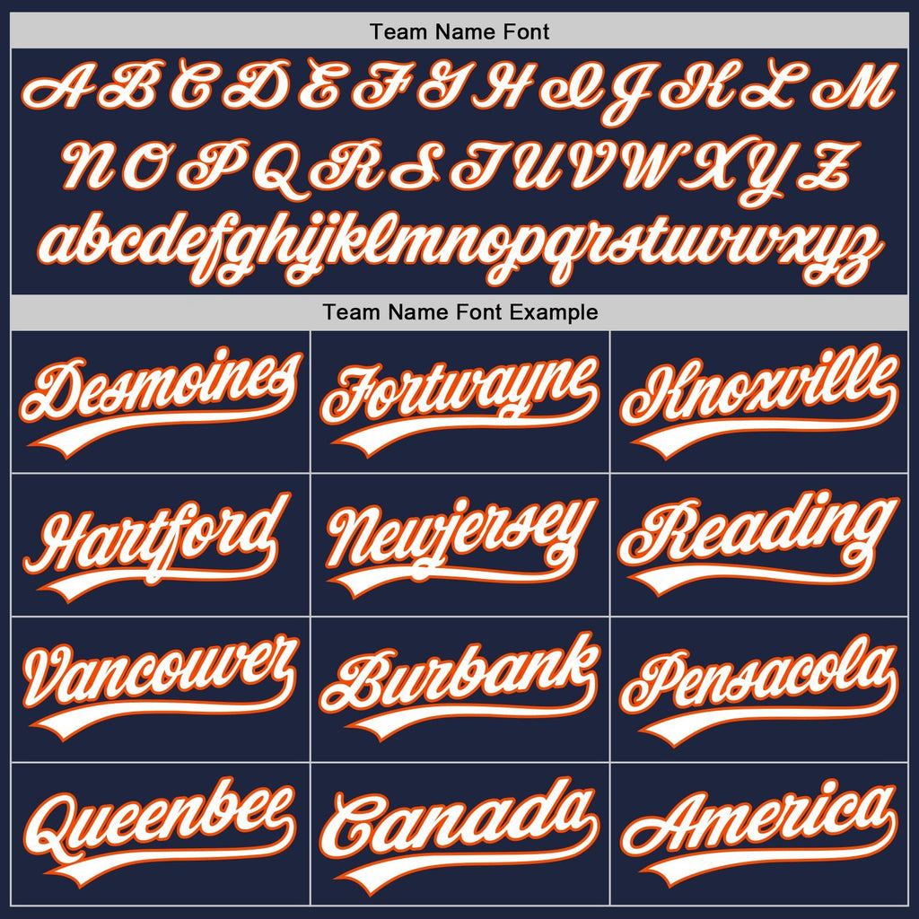 Custom Navy White-Orange Two-Button Unisex Softball Jersey photo 4