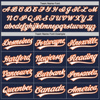 Custom Navy White-Orange Two-Button Unisex Softball Jersey photo 4