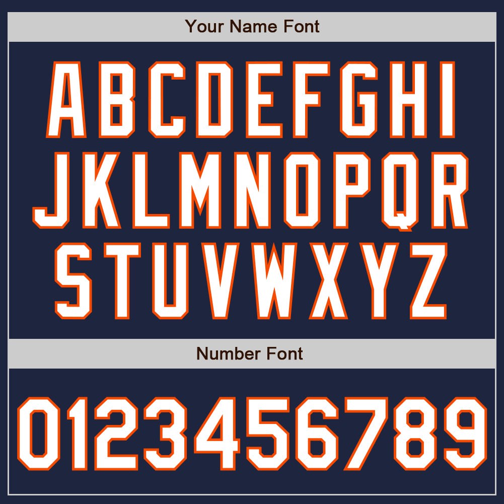 Custom Navy White-Orange Two-Button Unisex Softball Jersey photo 5