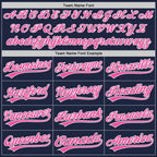 Custom Navy Pink-White Two-Button Unisex Softball Jersey photo 3