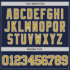 Custom Navy Old Gold-White Two-Button Unisex Softball Jersey photo 5