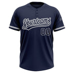 Custom Navy Navy-Gray Two-Button Unisex Softball Jersey photo 2