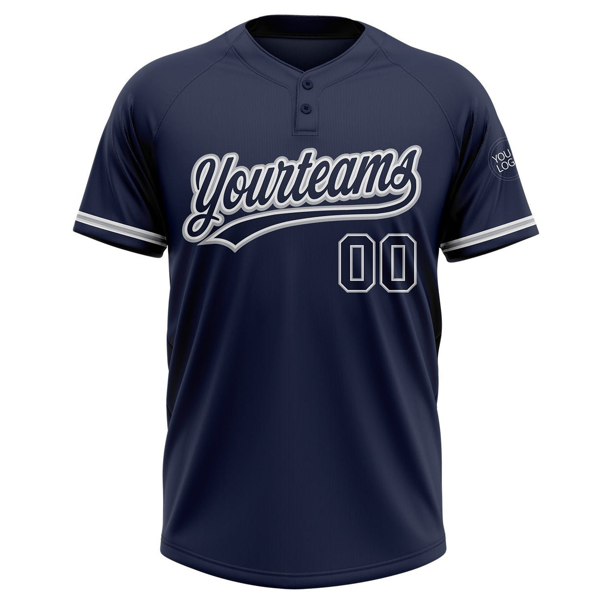 Custom Navy Navy-Gray Two-Button Unisex Softball Jersey photo 2