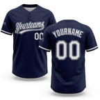 Custom Navy White-Gray Two-Button Unisex Softball Jersey