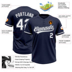 Custom Navy White-Gray Two-Button Unisex Softball Jersey photo 3