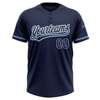 Custom Navy Navy-Light Blue Two-Button Unisex Softball Jersey photo 2