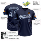 Custom Navy Navy-Light Blue Two-Button Unisex Softball Jersey photo 3