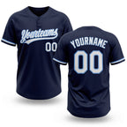 Custom Navy White-Light Blue Two-Button Unisex Softball Jersey