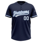 Custom Navy White-Light Blue Two-Button Unisex Softball Jersey photo 2