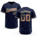 Custom Navy Vintage USA Flag-City Cream Two-Button Unisex Softball Jersey