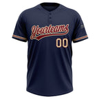 Custom Navy City Cream-Crimson Two-Button Unisex Softball Jersey photo 3