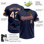 Custom Navy City Cream-Crimson Two-Button Unisex Softball Jersey photo 4
