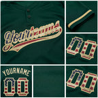 Custom Green Vintage USA Flag-City Cream Two-Button Unisex Softball Jersey detail